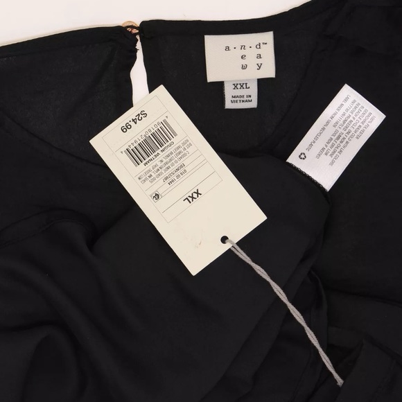 A New Day black long sleeve ruffle blouse NWT XXL - Picture 4 of 5